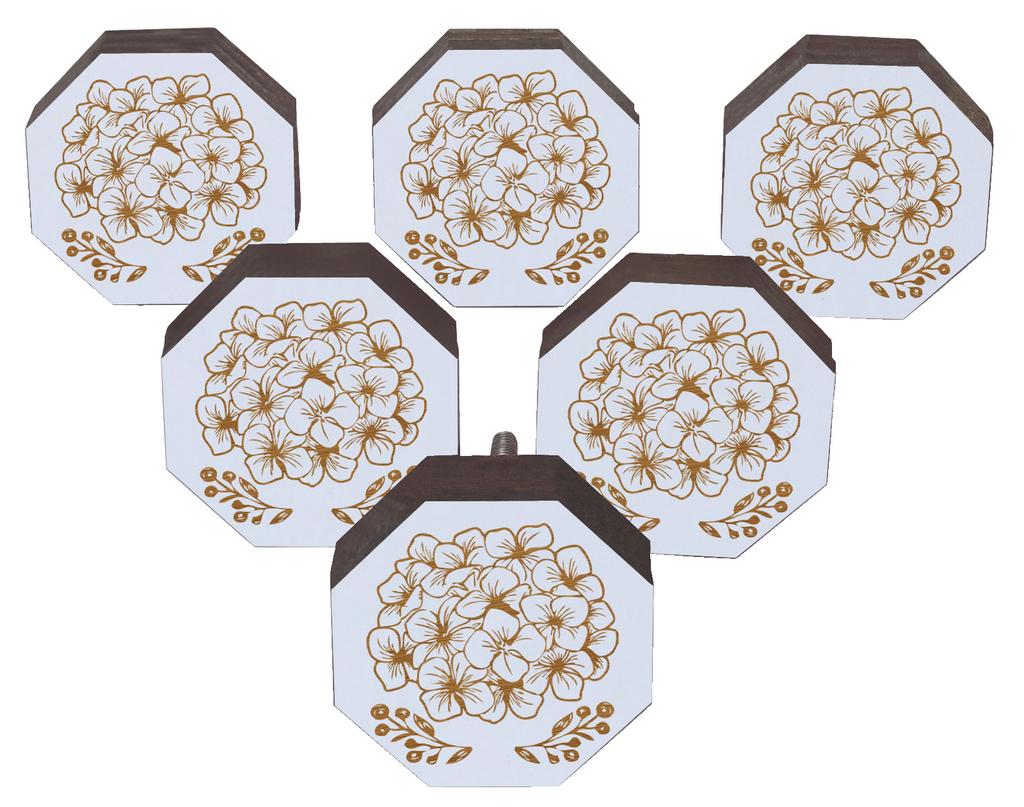 IBA Indianbeautifulart Brown Engraved Knobs Wooden Cupboard Door Knobs Pull Handle Pack of