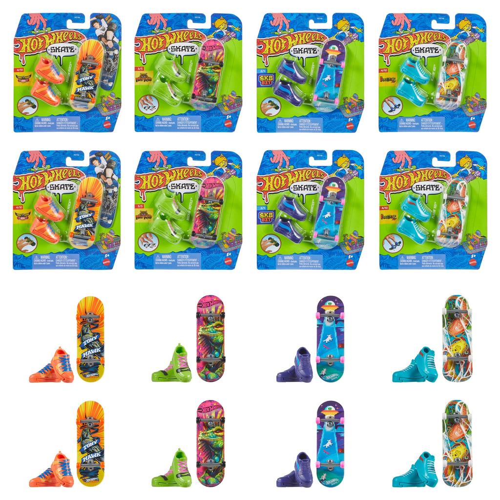 Hot Wheels Skate Basic Series Assorted Vehicle 16 Finger Skates with Box Ages Toys, Shoes, Set, 5+, Multi-Purpose, 987C-HGT46