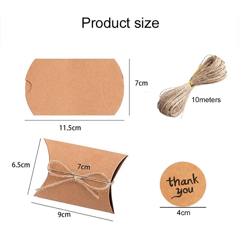20pcs Mini Candy Box Folding Paper Pillow Type Wedding Gift Box Thank You Tag Festival Gathering Gifts Party Favors TMZ