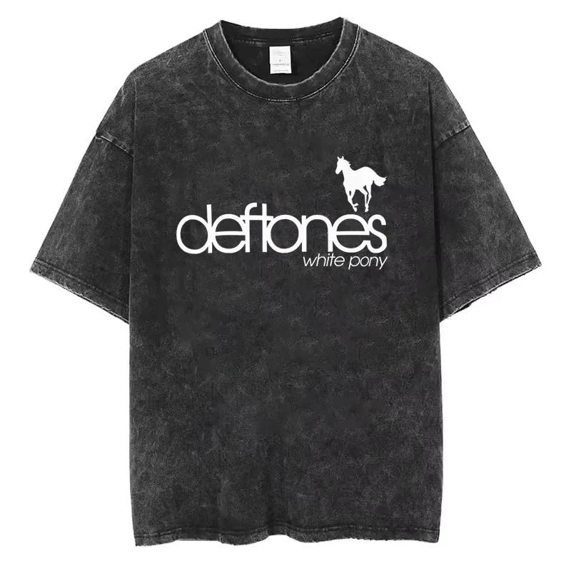 Deftones T-Shirt Graphic Print Washed Cotton Tees DEFTONES Shirts AND Tops S