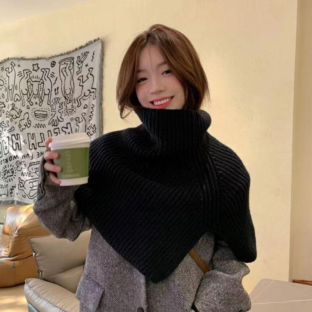 Pullover Knitted Shawl Warm High Neck Scarf Simple Neck Wraps Clothes Decoration Accessories