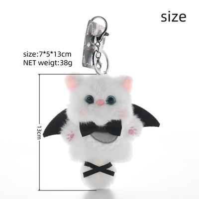 [Cute Interest] Black and White Twin Cat Doll Pendant Cute Cartoon Doll Girl Plush Keychain