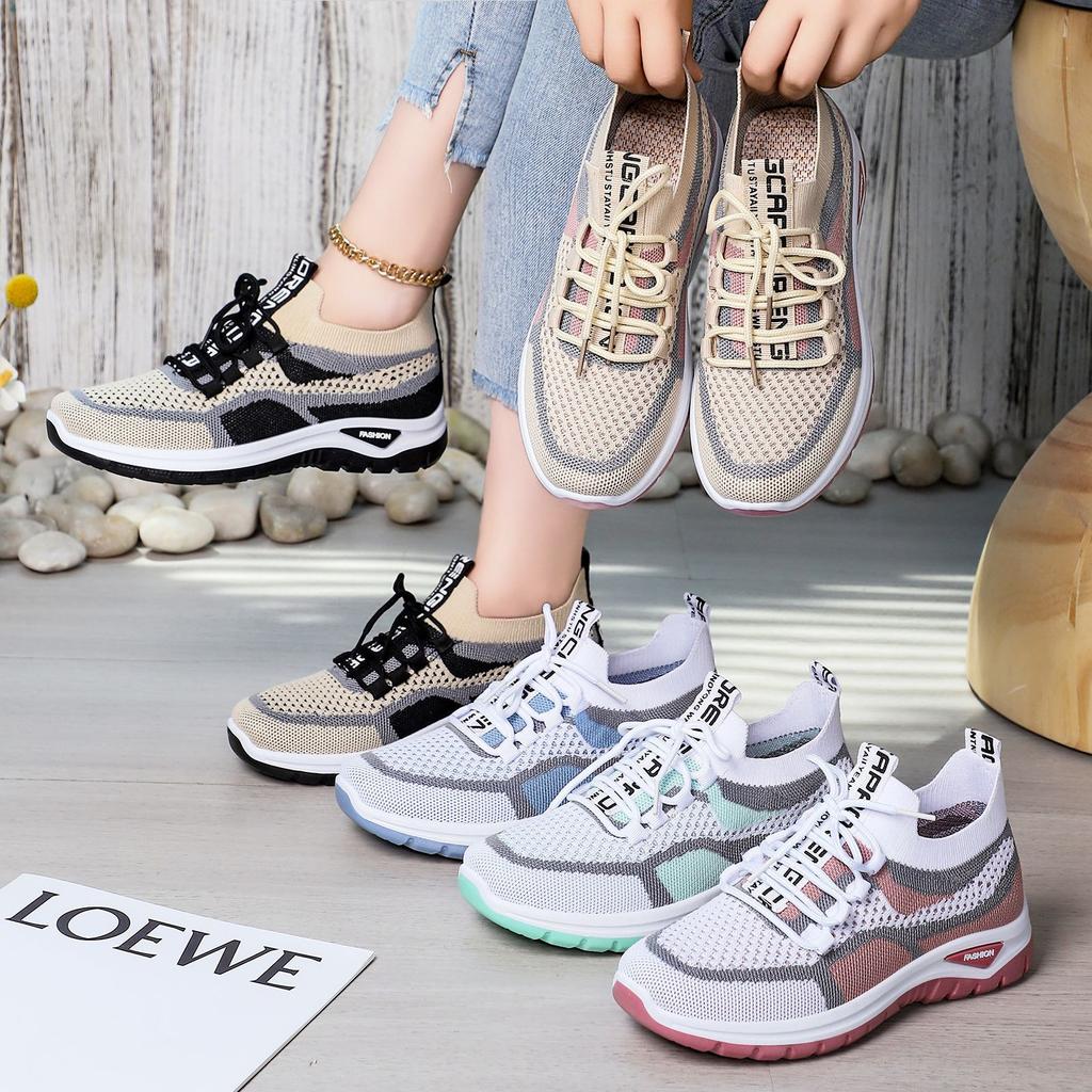 Shoes Women's Shoes Large Size Sneakers Flying Woven Single Shoes Breathable Casual Shoes Comfortable Shoes Children's Lace-up Running Shoes