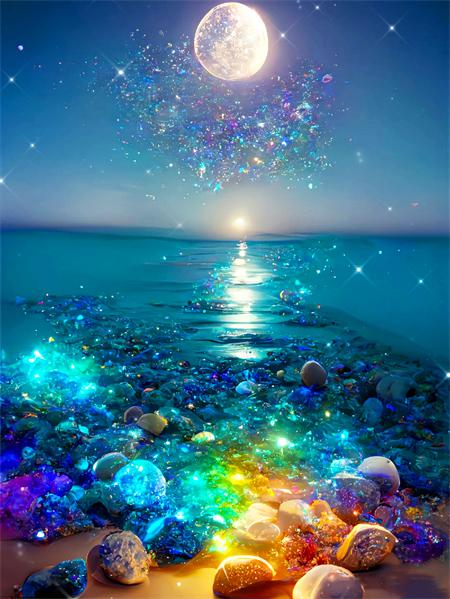 5d Diamond Painting Full Drill Moon Seaside Landscape Home Decor Embroidery Mosaic Beachfantasy Home Decor