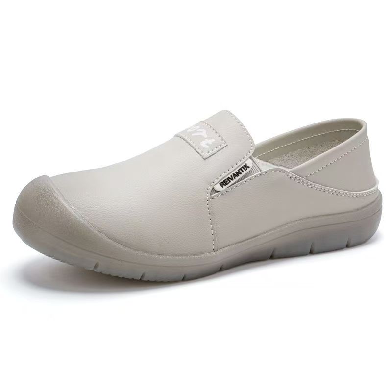 Women Spring Autumn New Genuine Leather Casual Shoes Soft Sole Non Slip Waterproof Round Toe Slip on Flat sole Work Shoes