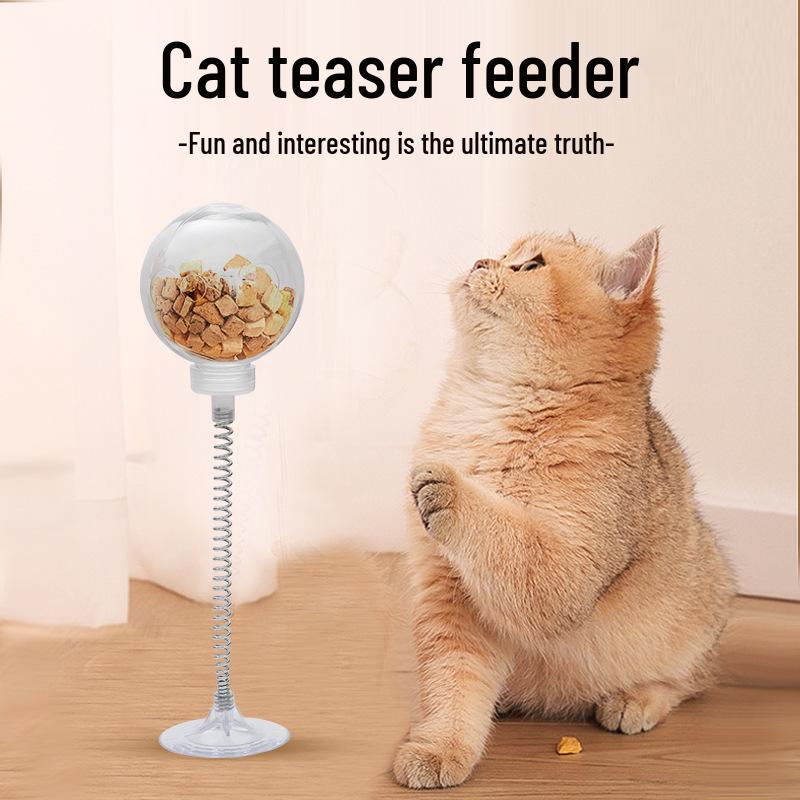 Cat Wobble Feeder Suction Cup Toy: Self-Entertainment Spring Tease Stick with Decompression for Pets