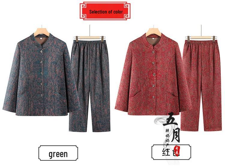 Elegant Two-Piece Spring & Autumn Shirt Suit for Middle-Aged and Elderly Women