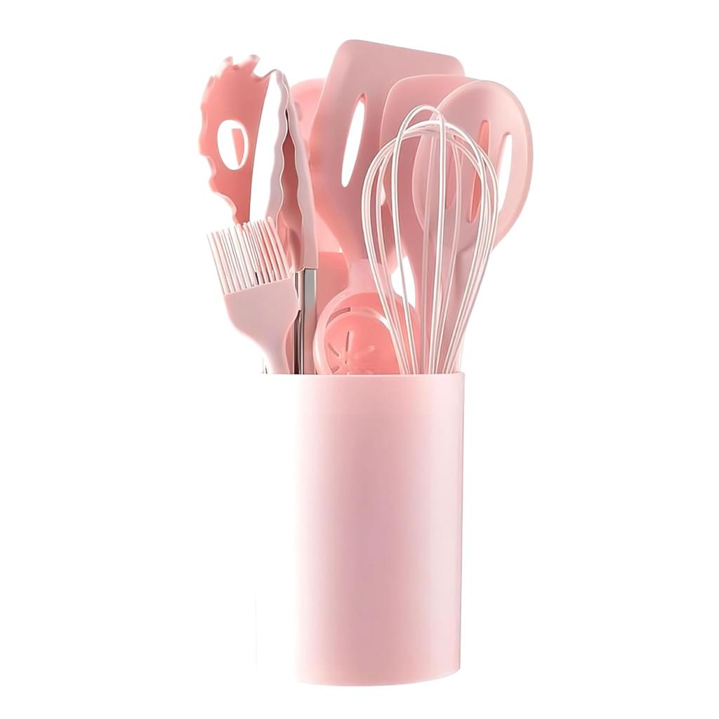 Pop Frog Rosa Küchenutensilien-Set, Enthält Schöpfkelle, Löffel und Silikonspatel, Hitzebeständiges Silikon, Stilvolles Design, Von Experten beaufsichtigt (Rosa)