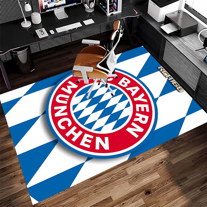1pc FC Bayern München logo Print Area Rug - Soft,Washable Non-Slip Indoor Mat for Office Chairs,Living Room,Home Office Decorative Rug
