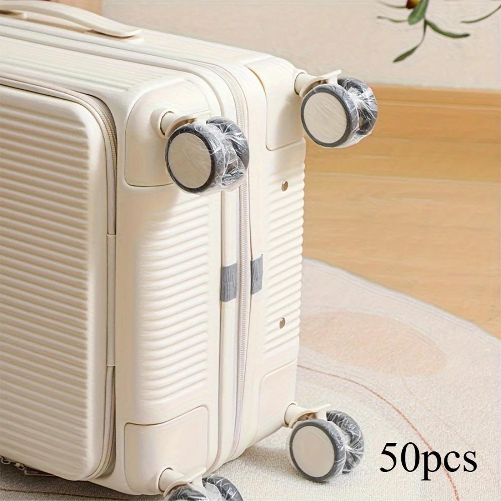 50/100pcs Luggage Wheel Covers - Dustproof Suitcase Protectors Wheel, Disposable Travel Accessories for Trolley Cases