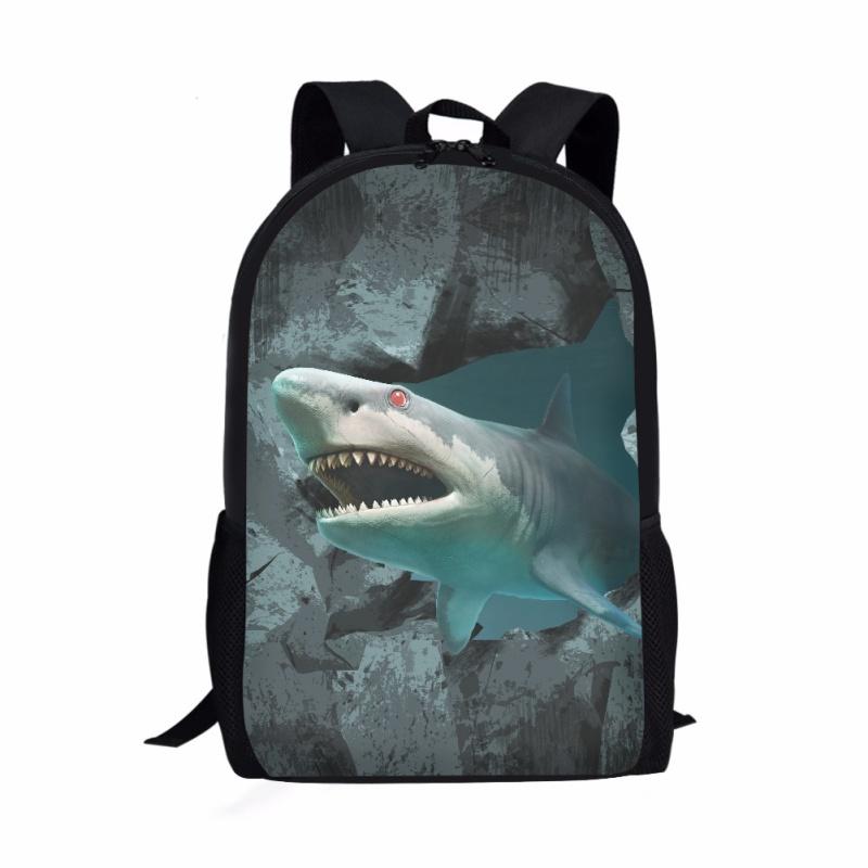 Ocean Sharks Pattern Print Students School Bag Boys Girls Kids Book Bag Daily Casual Storage Backpack Teenager Travel Rucksack