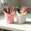 Eco Friendly PLA Organizer Lolita Bow Makeup Brush Holder, 3D Printed Pen Holder Storage Cup, Wavy Cute Container Rim Desktop for Vanity Table Decor,