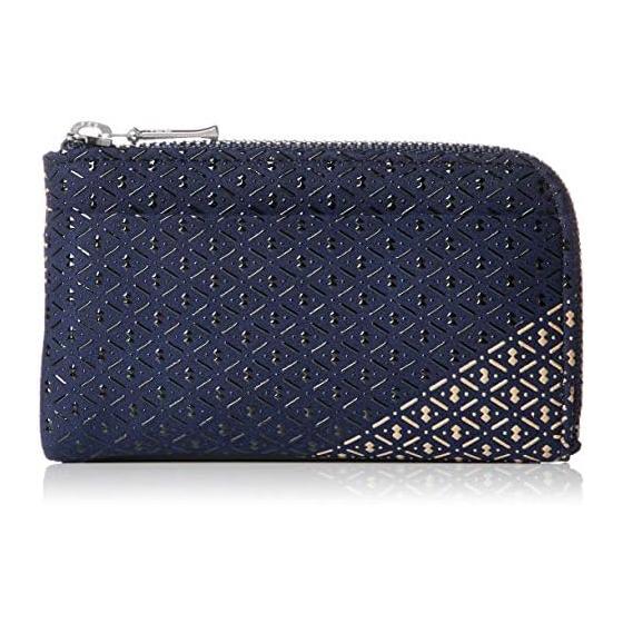 Inden-ya Iori Series L-shaped Zipper Coin Case with Outer Pocket X1, Inner Pockets X2, Gusseted Sides, Deer Leather with Lacquer, Koshu Inden