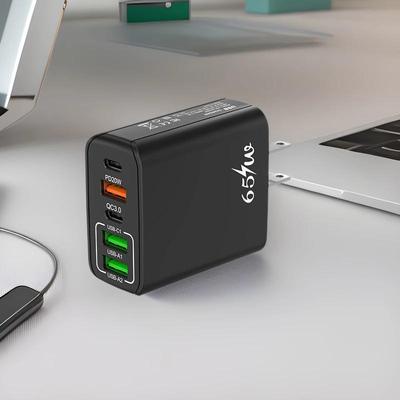 65W Multi-Port Phone Charger - Dual USB-C & Triple USB-A, 38W Fast Charging, EU/UK Plug
