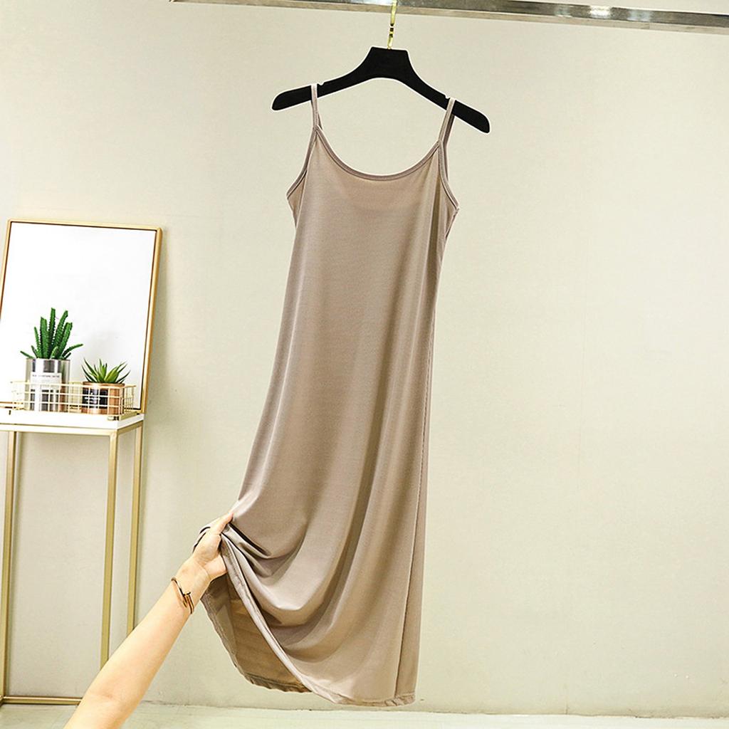 Damen lockerer lässiger Nachthemd mit Camisole und langem farbigem Basis-Kleid darunter