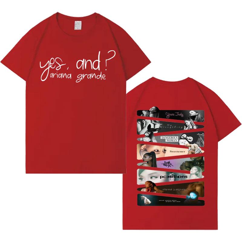 Yes and Ariana Grande Singer Trendy Music TShirts Mens Women Gothic Clothing Short Sleeve Tshirt Cozy Loose Crewneck Streetwear
