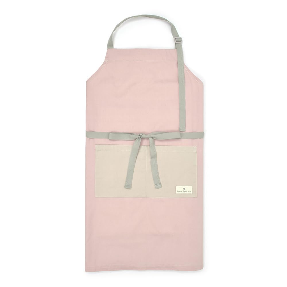 COLORFUL CANDY STYLE Apron size Dull solid dull for easy to put on and take for for nursery work cafe for (for adults, M) color, pink, women, off,