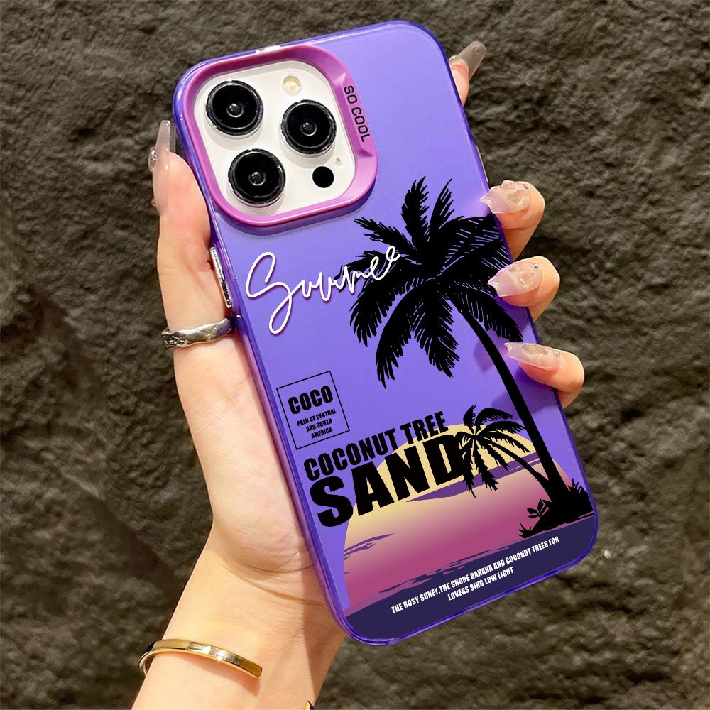 Island Coconut Tree Tough Phone Cases For 16 15 14 Plus 13 12 11 Pro Max for iPhone 16E Covers Coque
