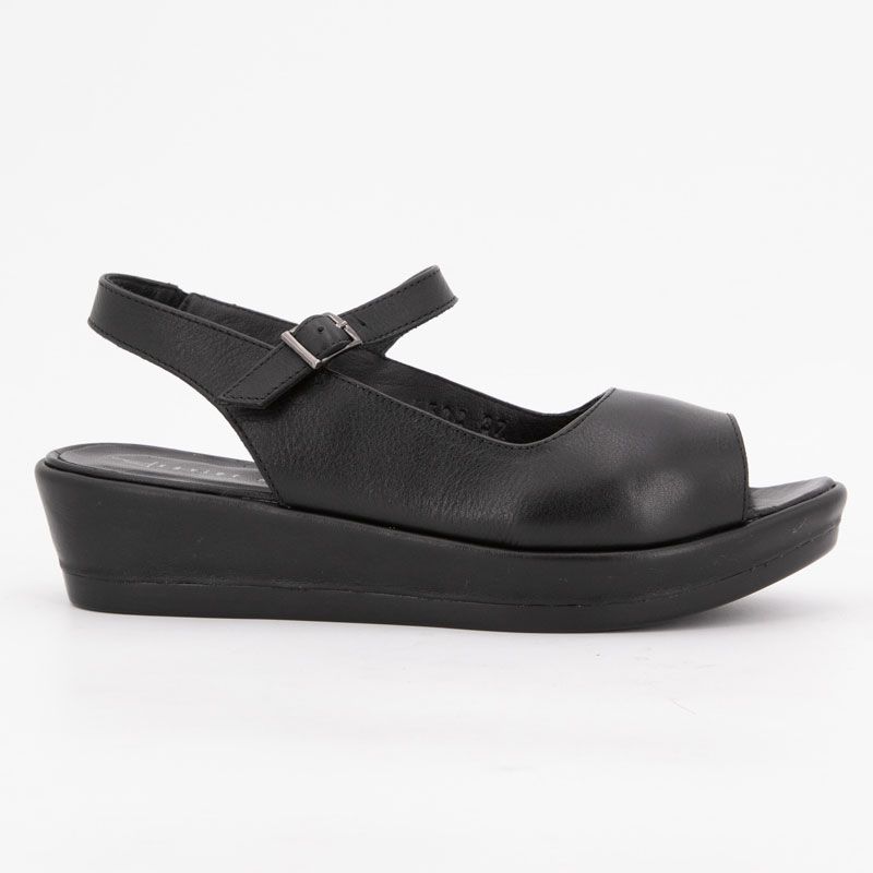Sandales compensées cuir lisse noir Femme XAVIER DANAUD
