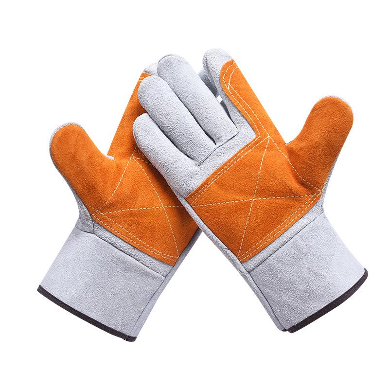 High Temp Resistant Cowhide Welding Gloves - Anti-Scald, Wear-Resistant, Soft Leather Protection
