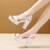 New Summer Women Thick Heel Sandals With Platform Soft Leather Comfortable Stylish Height Increasing Shoes