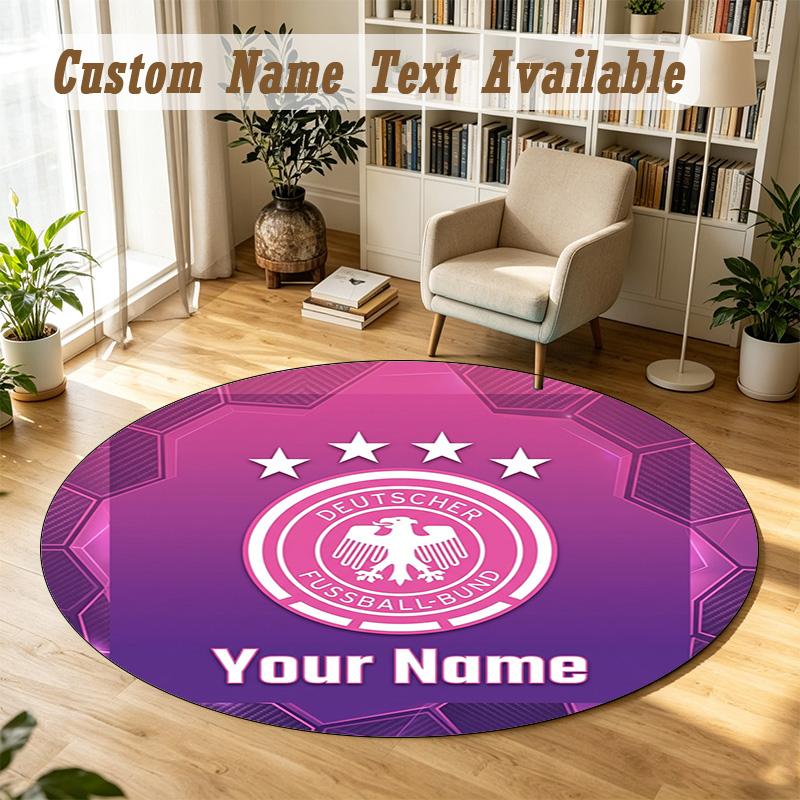 Round Rug Custom NameGermany National Football Team Pattern Non Slip Carpet Home Floor Decor