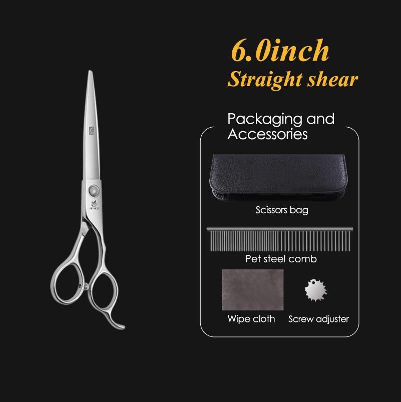

Fenice Professional Pet Grooming Scissors Set 6/6.5/7/7.5 Inch Straight Curved Thinning Chunker Shears for Dogs Cats