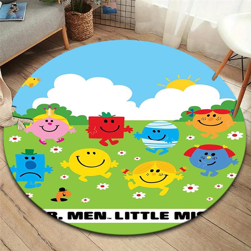 Herr. Herren Teppich Little Miss Rund, Teppich für Wohnzimmer Schlafzimmer Sofa Spielzimmer Dekor, Rutschfeste Bodenmatte