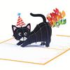 Happy Birthday Pop-up Card with Envelope Postcard 3D Black Cat Birthday Card Wedding Invitations