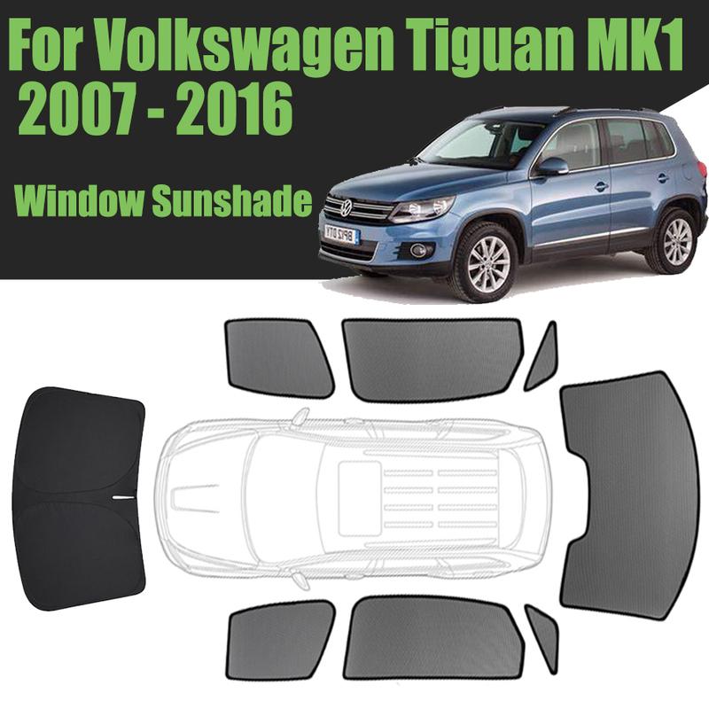 Custom Car Window Sunshade For Volkswagen Tiguan 1st Gen MK1 2007 - 2016 VW Magnetic Curtain Mesh Front Windshield Frame Curtain
