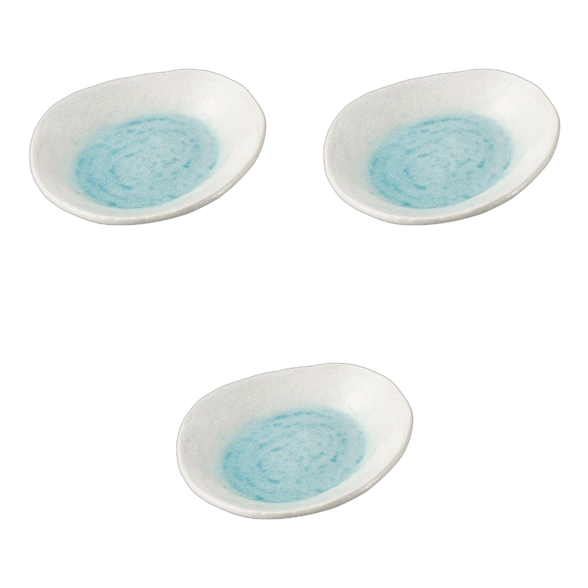 

Набор из 3 белых тарелок неправильной формы с эффектом проточной воды x 13 x Керамические тарелки неправильной формы от Setomonohonpo [15,5 2,3 см] белый