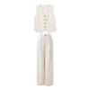 Women's Tencel Blend Sleeveless Vest & Wide-Leg Pants Set
