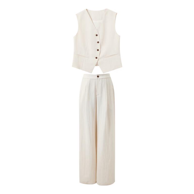 Women's Tencel Blend Sleeveless Vest & Wide-Leg Pants Set
