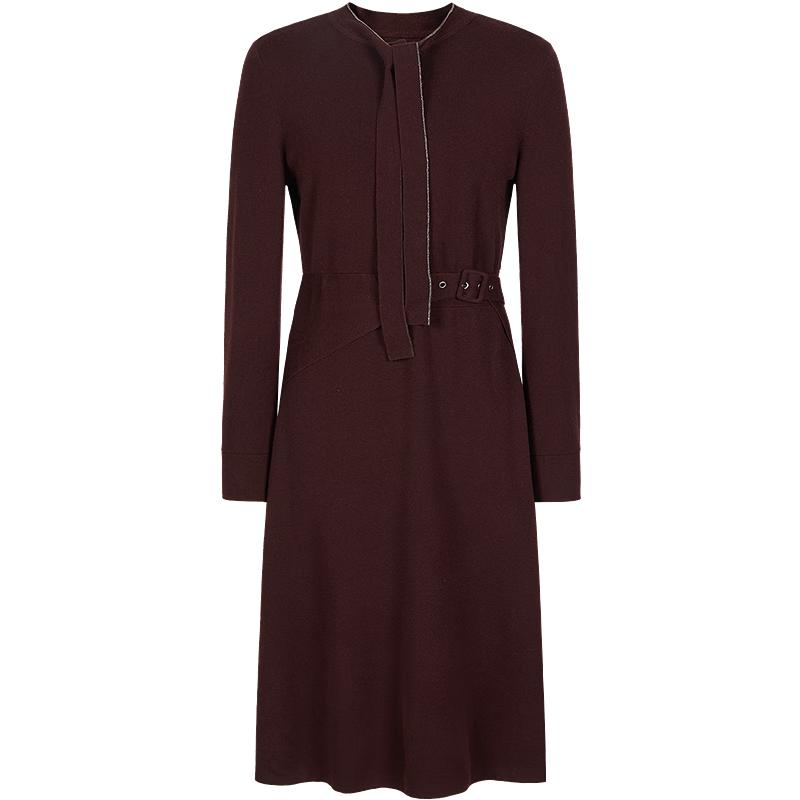 JOZI Anna Cou Elegant Tie-Neck Knit Dress with Beaded Belt