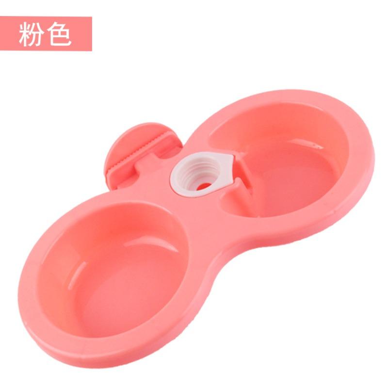 

Pet Bowl Plastic Hanging Water Dispenser, Dog Feeder, Hanging Cage Dog Bowl, Double Bowl Pet Supplies Small рожевий