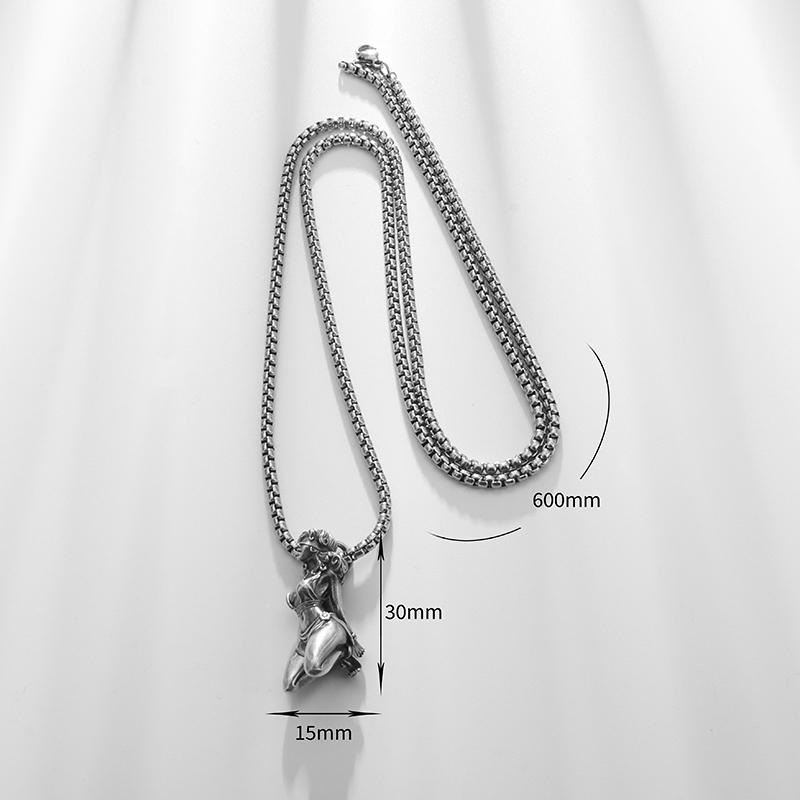 Gothic Prisoner of War Female Statue Pendant Necklace Personality Heavy Industry Fashion Trend Punk Hip-Hop Rock Jewelry Gift