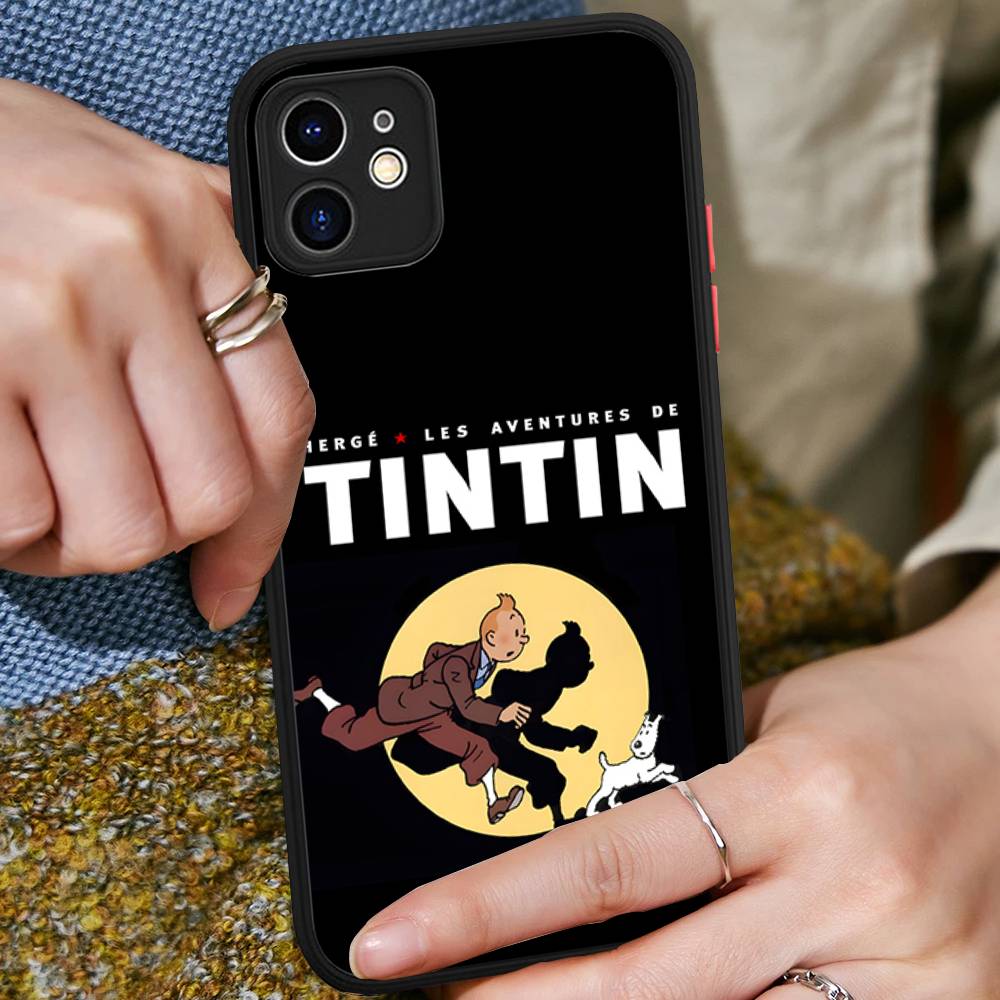 

T-Tintin A-Adventures Phone Case For IPhone 16 15 14 13 12 11 Pro Max Plus X XS MAX Black Matte Phone Fundas iphone 15
