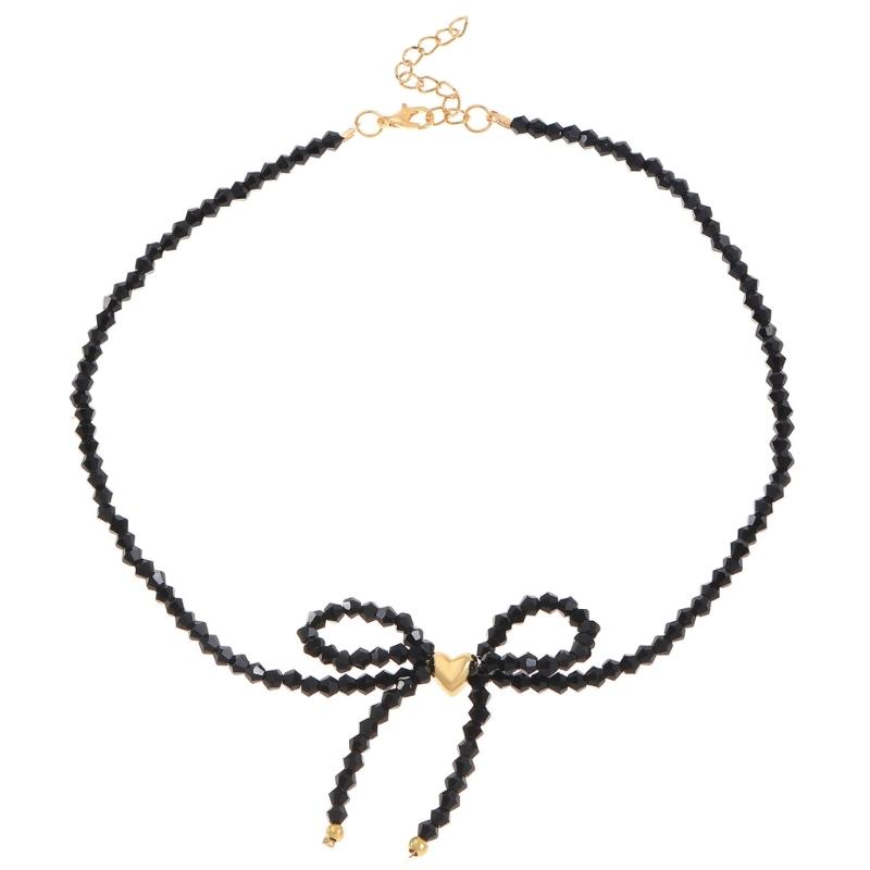 Elegant Designs Crystal Butterfly Bowknot Beaded Necklace Pendant for Fashionable Enthusiasts Daily Use Casual Wear