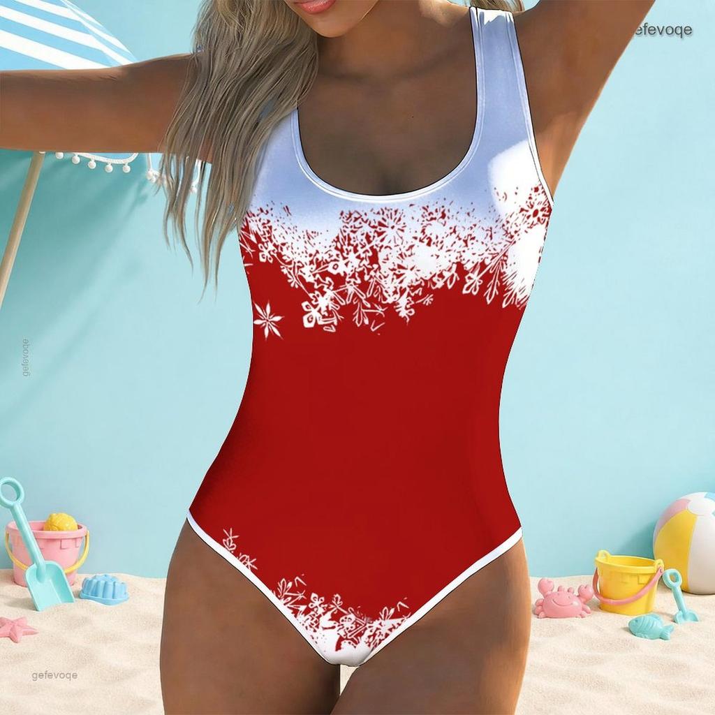 Women Plus Size Scoop Neck Wide Straps One Piece Swimsuit Green Floral Printed High Cut