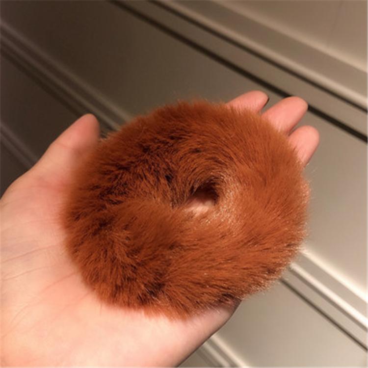 Women Hair Accessories Fluffy Scrunchie Elastic Ponytail Colorful Pom Pom Hair Ties Faux Fur Hair Scrunchies