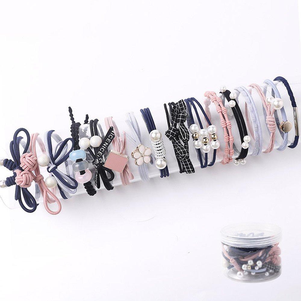 A Set of 16 High-elasticity Elastic Hair Ties with New Styles Every Day.
