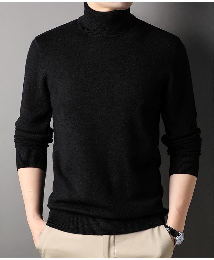 

Мужской свитер с высоким воротом из камвольной шерсти средней толщины, однотонный L (120-140 jin)