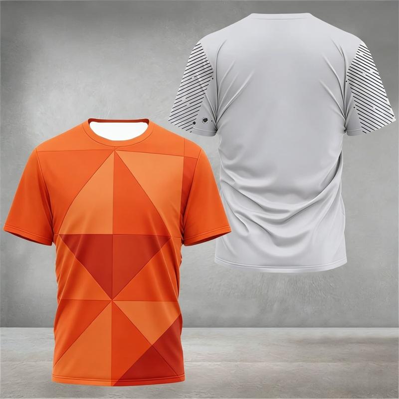 Simple Fashion Sports Fitness T Shirts For Men Summer Casual Outdoor Running Training T-shirts Loose Quick Dry Football Tees