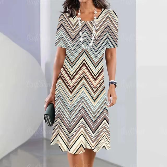Vacation Short Sleeve T-Shirt Dress Women 3D Print Loose Plus Size Beach Dresses