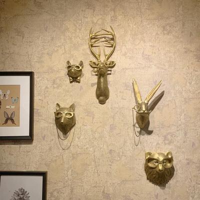 Decoração de Parede com Cabeças de Animais Esculturas de Animais Decoração de Parede, Decoração de Pendurar na Parede com Cabeça de Animal em Resina para Sala de Estar Quarto