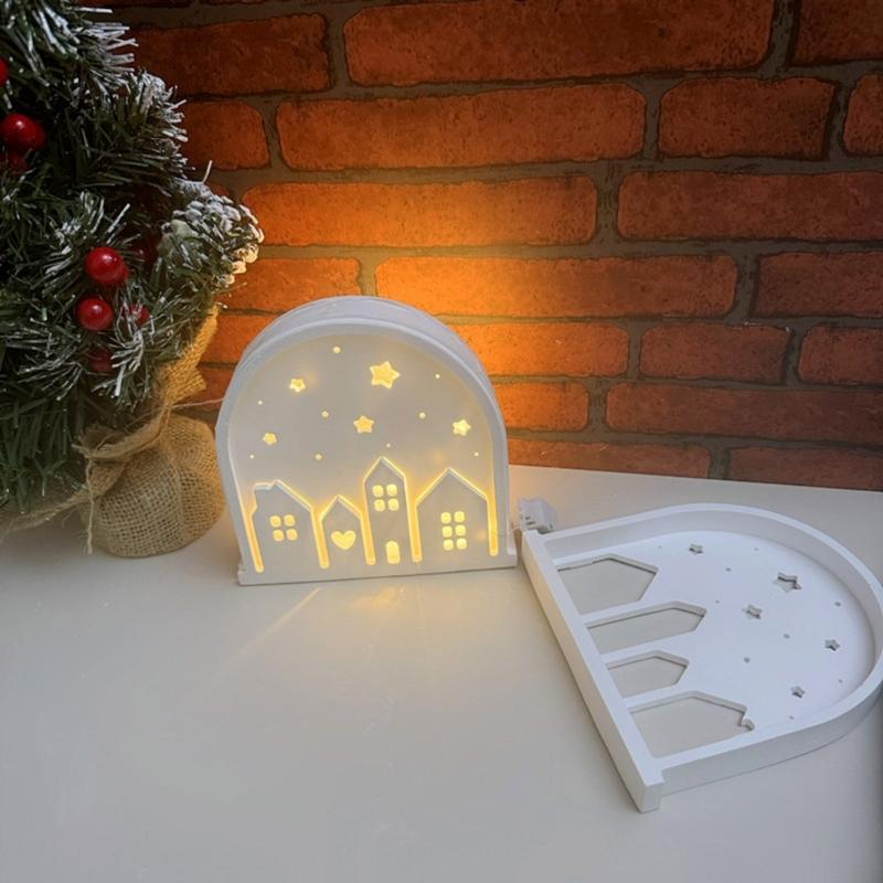 Flexible Silicone Mold for Night Lamp Decoration Mold Decorative Arched House Table Ornament Mould Jewelry Making Tool