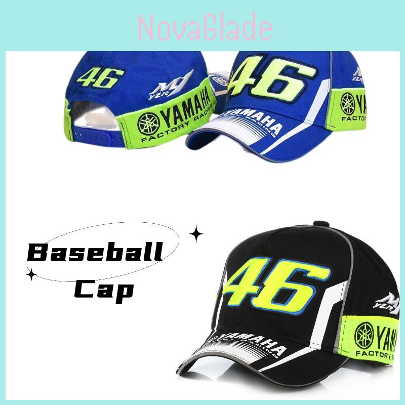 Yamaha Racing Cap With Embroidered Pattern, Summer Breathable Duck Tongue Hat In Blue And Black