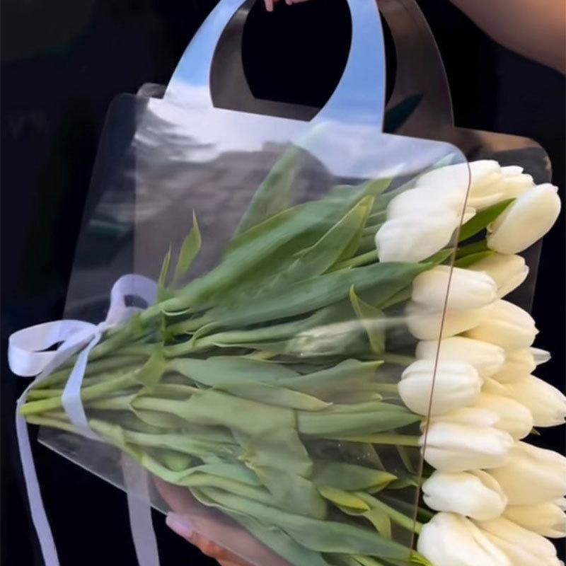 1PC Flower Packaging Bags With Handle Clear Bouquet Packaging Bags High Transparency