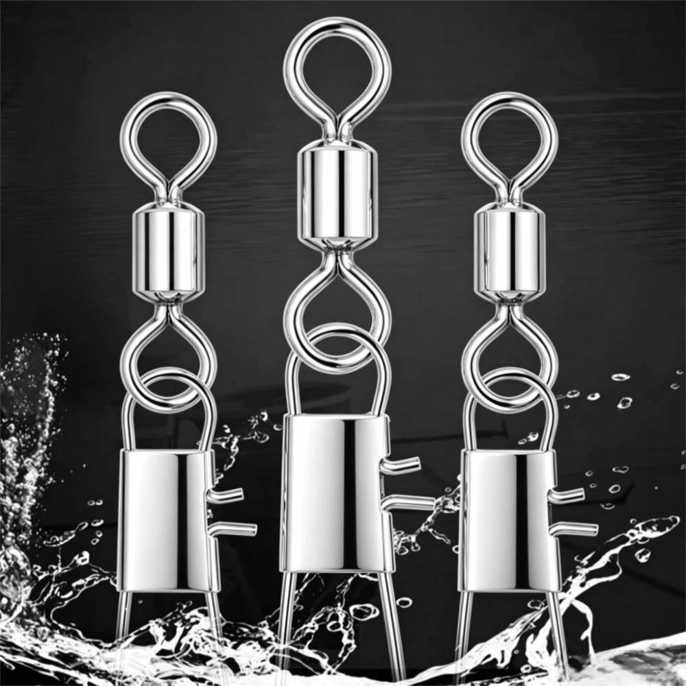 50pcs Steel Fish Rolling Swivel Stainless Steel Fishing Swivel Fishhook Lure Connector  Pike Fishing