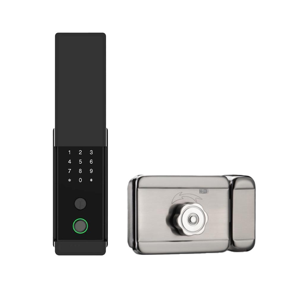 Bull Head Double-Sided Waterproof Graffiti Smart Lock with Passcode & Fingerprint for Iron Gates and Apartments.